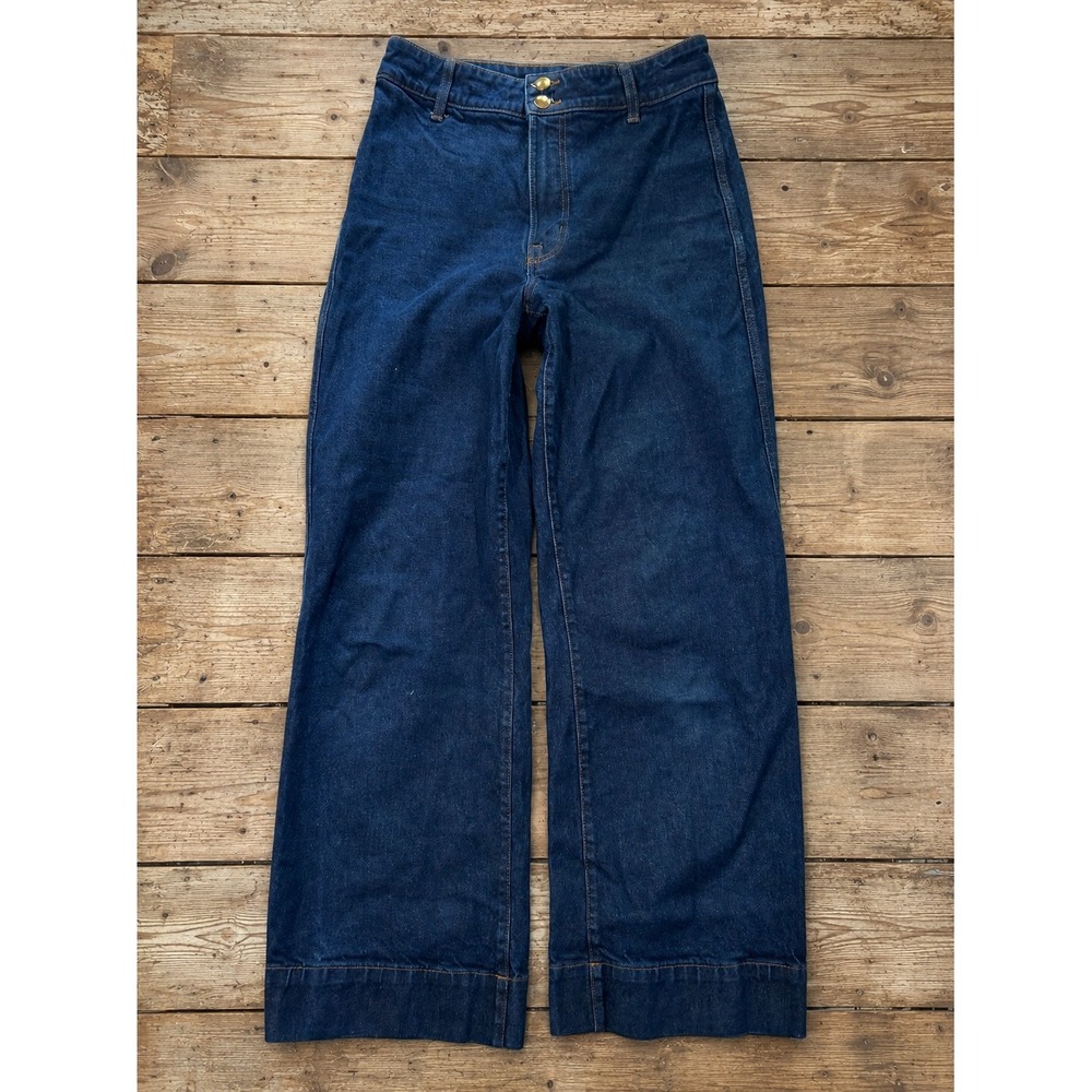 Dark Wash High Waisted Wide Leg Jeans 6 Retro Minimalist Chic Boho Modern